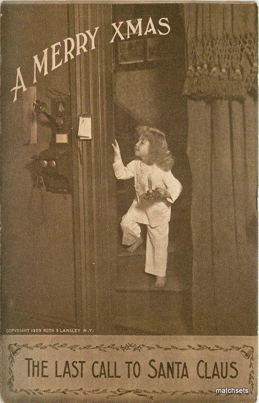 Artist Impression Merry Christmas last Call Child C-1910 postcard 10909