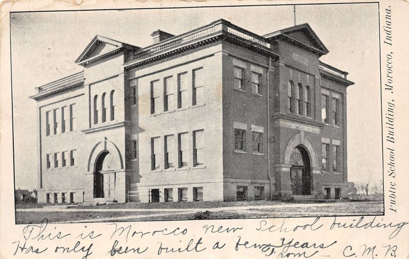 J32/ Morocco Indiana Postcard c1910 Public School Building 192