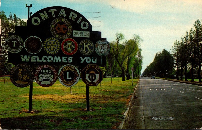 California Ontario Welcome Sign 1962