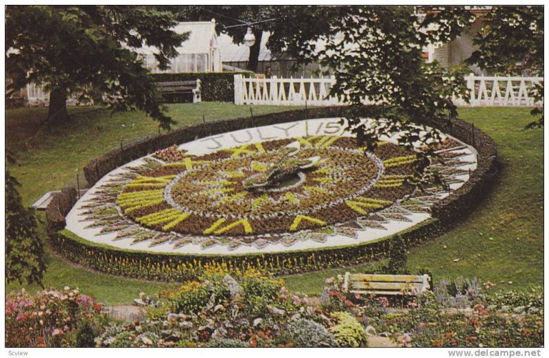 Floral Calendar Clock, Riverside Park, Guelph, Ontario, Canada,  40-60s