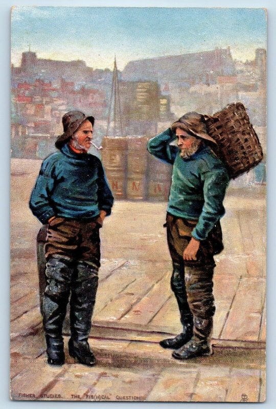 1907 Bavaria Germany Tuck Oilette Postcard Fisher Studies  Fishcal Question
