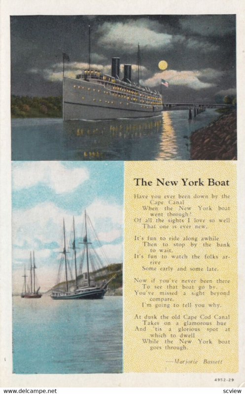 CAPE COD , Mass. , 1910s ; Steamer & Poem THE NEW YORK BOAT