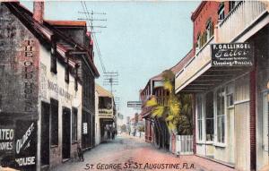 ST AUGUSTINE FLST GEORGE STREET~ROSIN & CO POSTCARD 1908 CARLETON FL PSTMK