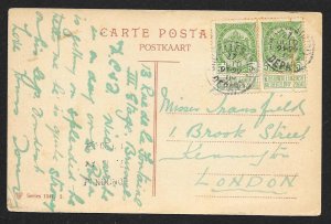 BELGIUM Stamps on Postcard Inkwell Used c1908
