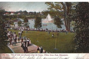 Postcard View of Lake and Fountain from Casino Willow Grove Park Philadelphia PA