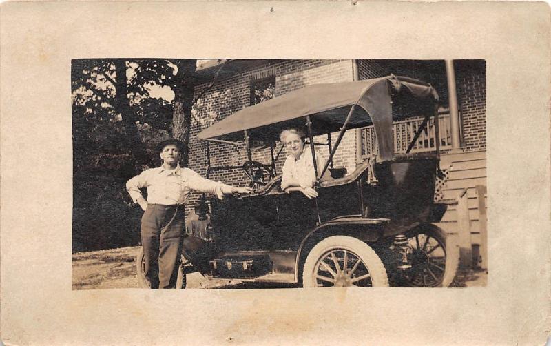 D41/ Early Automobile Car Auto Real Photo RPPC Postcard c1910 Man Woman Home 19