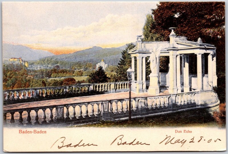 Baden-Baden Das Echo Germany Sightseeing Mountains Sculpture Castles Postcard