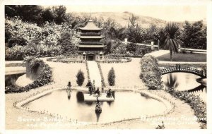 RPPC Sacred Bridge Nara Pagoda BERNHEIMER RESIDENCE Japanese Garden Postcard