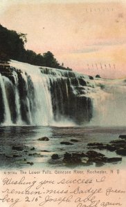 Vintage Postcard 1907 The Lower Water Falls Genesee River Rochester New York NY