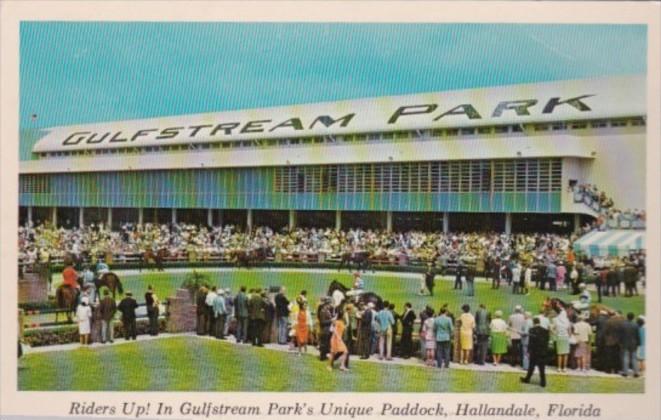 Florida Hallandale Riders Up In Paddock At Gulfstream Park Horse Racing