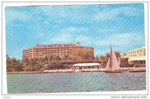 Bermudiana Hotel, Hamilton Harbor, Sail Boat,  Bermuda, PU-1954