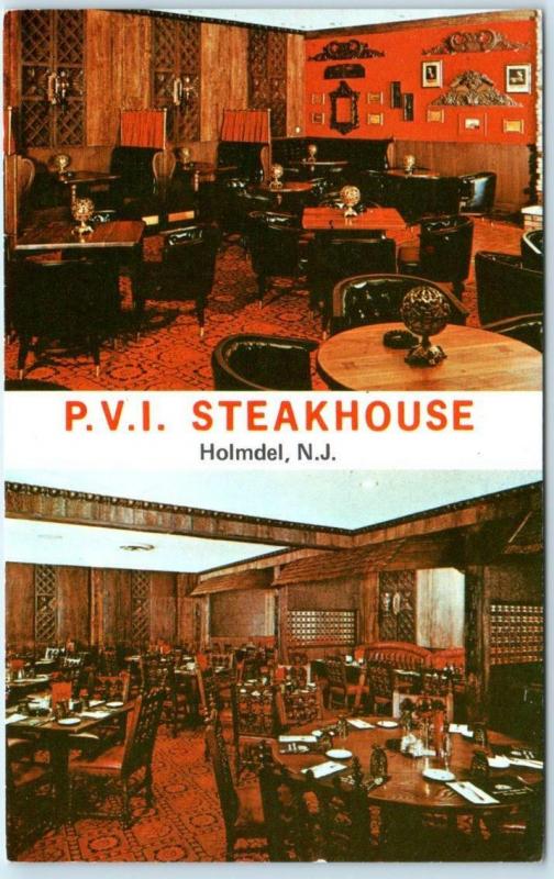 HOLMDEL, New Jersey NJ   Interior P.V.I. STEAKHOUSE Pleasant Valley Inn Postcard