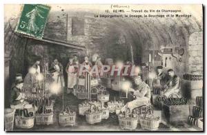 Old Postcard Folklore Wine Vineyards Reims Champagne Labor champagne disgorgi...