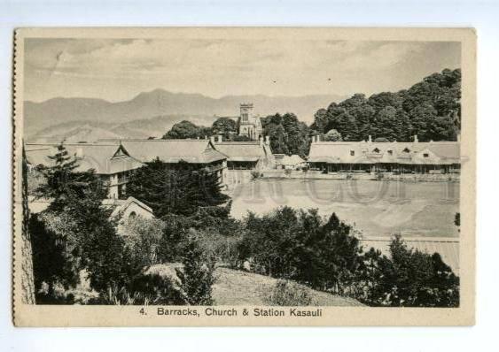 147313 INDIA KASAULI Church & Station Vintage postcard