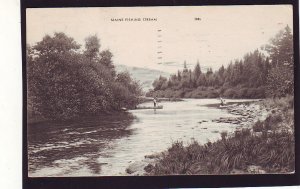 P1676 1952 photolux postcard 2 canoes people a maine fishing stream