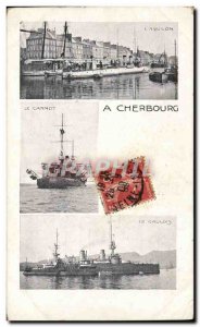 Old Postcard Warship At Cherbourg Carnot L & # 39Aquilon Gaulois