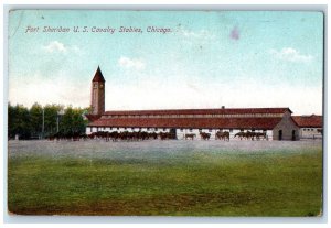 c1910's Fort Sheridan US Cavalry Stables Chicago Illinois IL Unposted Postcard 