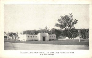 Winfield Kansas KS City Park Pool c1940s Postcard