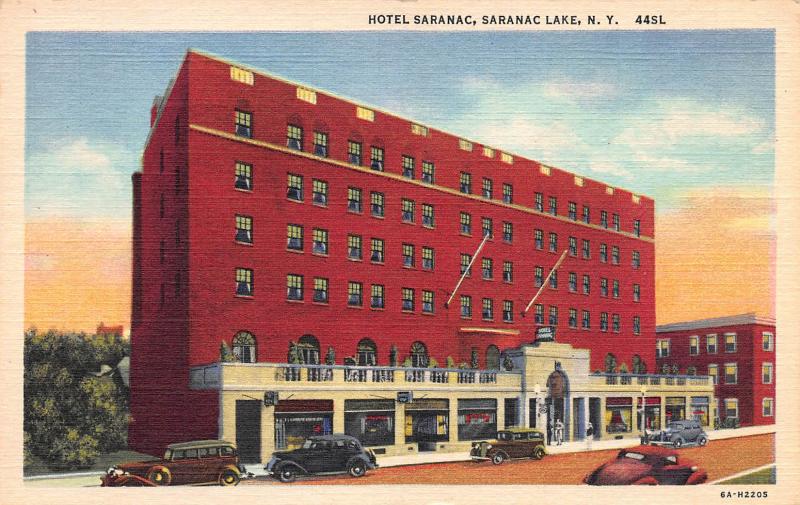 Hotel Saranac, Saranac Lake, N.Y. Early Linen Postcard, Unused