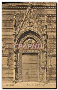 Old Postcard Messina Cathedral La Porta Della Maggiore Facciata