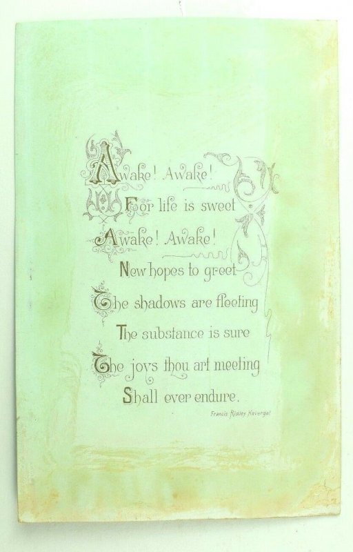 Girl Beach Sand Pail - Christmas Francis Ridley Havergal Poem Victorian Card &R
