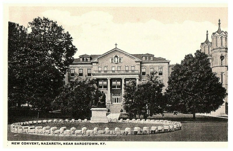 New Convent & Church, Nazareth Bardstown Kentucky Vintage Postcard AD-8267 