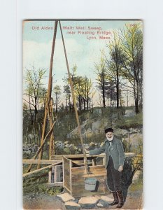 Postcard Old Alden Waitt Well Sweep, Lynn, Massachusetts