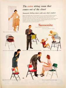 Vintage Samsonite Folding Chairs Original 1956 Print Advertisement Home Decor