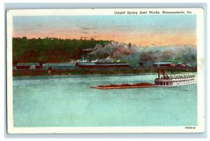 Vintage Paddle Steamer Liggett Spring Axel Works, Monongahela, PA Postcard P50