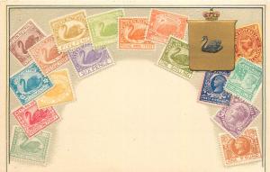 Stamps of Western Australia coat of arms by Ottmar Zieher chromo litho postcard