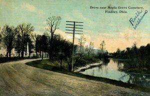 C.1900-09 Drive Near Maple Grove Cemetery Findlay, Ohio Postcard P19