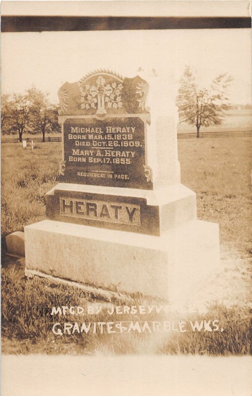 J46/ Jerseyville Illinois RPPC Postcard c1910 Grave Heraty Granite Works 346