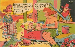 Brand X Offering Hill Billy Comic Humor linen Teich 1940s Postcard 10949