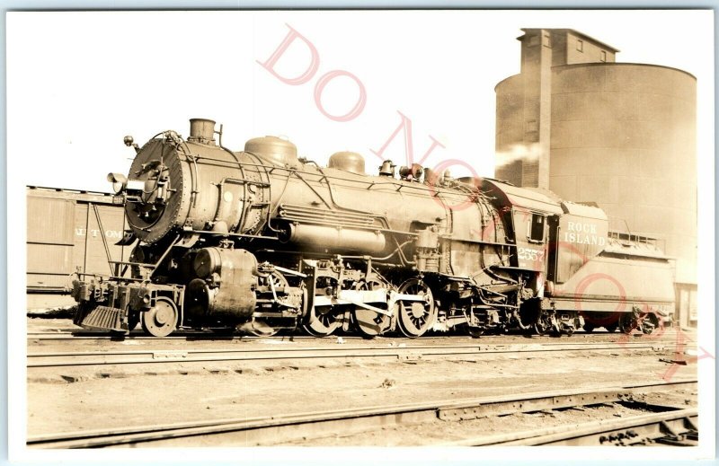 1936 Rock Island, IL CRI&P 2557 Locomotive RPPC Chicago RI & Pacific Railway A49