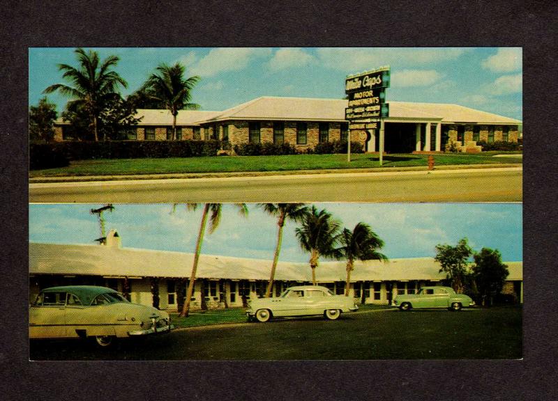 FL White Caps Motel Apts Apartments Old Cars Riviera Beach Florida Postcard