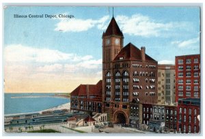 c1910 Illinois Central Depot Chicago Illinois IL Batavia IL Antique Postcard