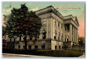 1915 Public Library Building Fort Wayne Indiana Posted Vintage Antique Postcard 