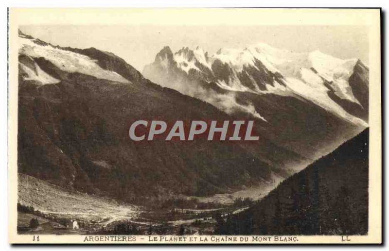 Old Postcard Argentieres Planet and the Mont Blanc Chain