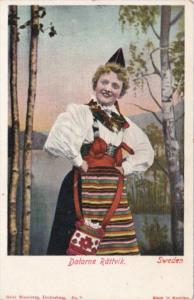 Sweden Dalarne Rattvik Young Girl In Traditional Costume