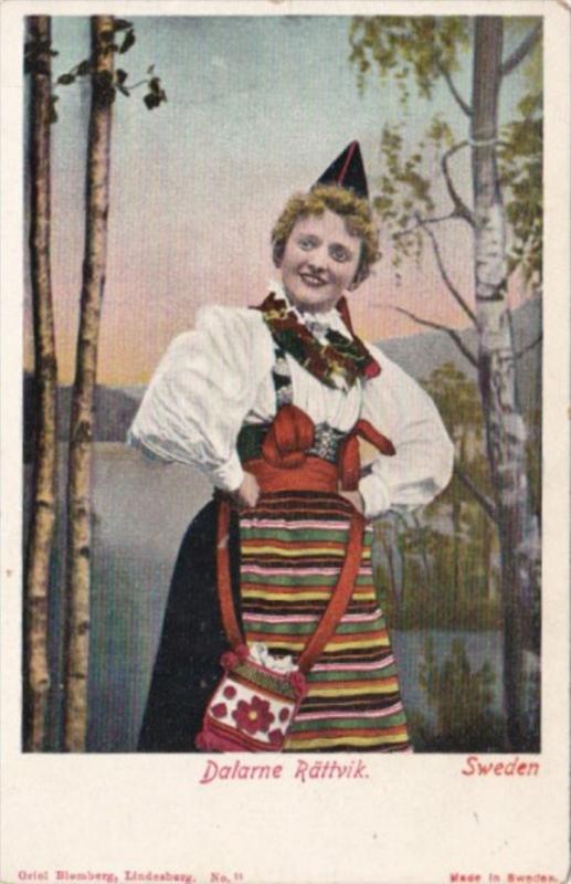Sweden Dalarne Rattvik Young Girl In Traditional Costume
