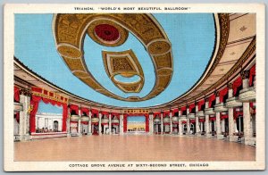 Chicago Illinois 1940s Postcard Trianon Most Beautiful Ballroom
