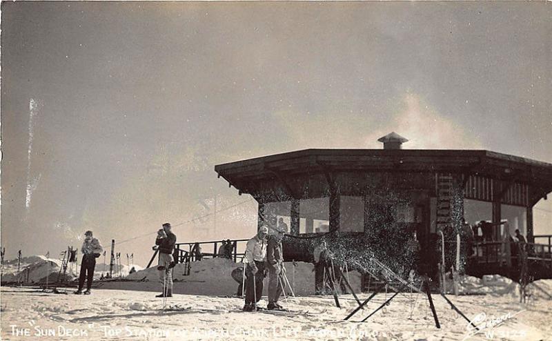 Aspen CO Top Station Chair Lift Skiers Sanborn Real Photo RPPC Postcard