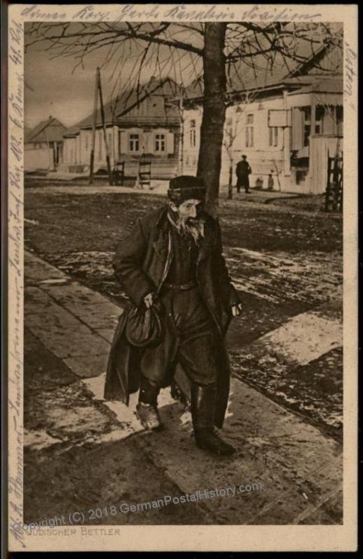 Germany Empire Anti-Semitic WWI Feldpost Postcard Jewish Beggar 59564