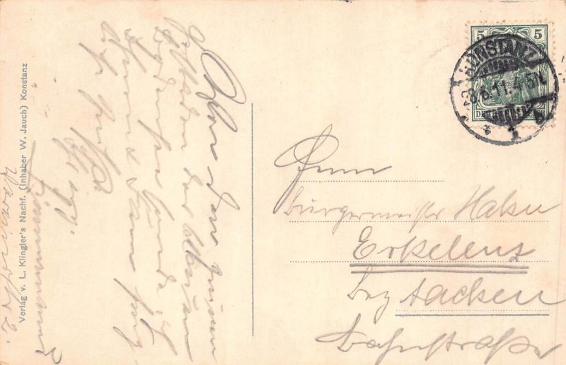 L409 Germany Konstanz 1911 Zeppelin Ship vintage postcard