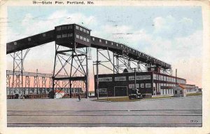 State Pier Cargo Loading Equipment Portland Maine 1930 postcard