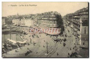 Old Postcard Marseille The street of the republic