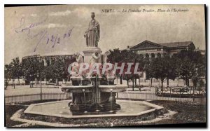 Postcard Old Nimes Fountain Square Pradier Esplanade