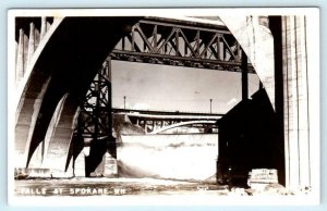 RPPC  SPOKANE, Washington WA ~ FALLS & BRIDGES c1940s Real Photo Postcard