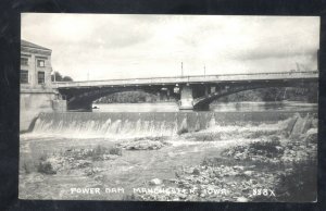 RPPC MANCHESTER IOWA POWER DAM BRIDGE VINTAGE REAL PHOTO POSTCARD