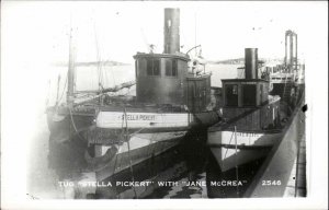 Maine Tugs Boats, Ships Stella Pickert & Jane McCrea c1950s Real Photo Postcard